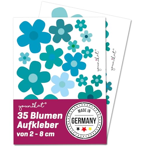 easydruck24de Aufkleber-Set Blumen Blümchen I blau grün türkis I Flower-Power Sticker für Roller Fahrrad Notebook Laptop Handy Auto-Aufkleber I wetterfest I kfz241 von easydruck24de