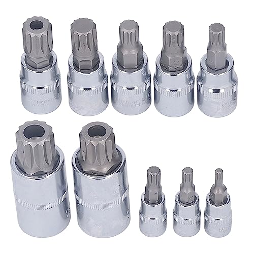 10 Stcs Triple Square Spline Bit Socket, CR V -Bit -Sockel -Set mit Speicherbox, Chromvanadium -Stahlbohrer -Bit -Sockel mit Spiegeloberfläche. Lasergravierte Größe, Einfaches von FILFEEL
