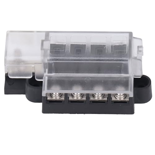 4-Wege-Blade-Sicherungshalterkasten, 4-in-1-Out-ATC-ATO-Sicherungskasten mit Isolierter Abdeckung 32 VDC 100 A, Schutz für Fahrzeugstromkreise, Platzsparendes Design von FILFEEL