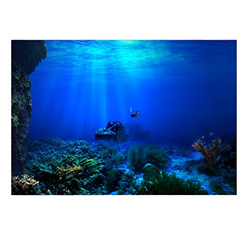 FILFEEL Aquariumhintergrund, Dekoration, Bilder, 3D-Effekt, PVC, selbstklebendes Poster, Unterwasserwelt, Hintergrund, Dekoration, Papier, Aufkleber (76 x 46 cm) von FILFEEL