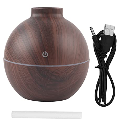 Aromadiffusor, Diffusoren mit ätherischen Ölen, Cool Mist-Luftbefeuchter, LED Mini Air Desktop-Luftbefeuchter, für Zuhause, Büro, mit USB(Dunkle Holzmaserung) von FILFEEL