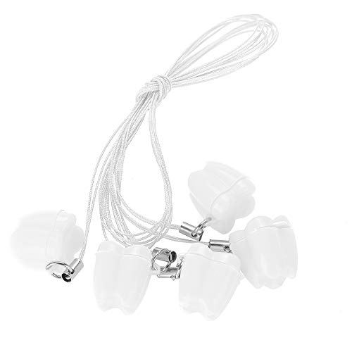 FILFEEL Baby Milchzahn Aufbewahrungsbox mit Seil, Zahndose Kunststoff Zahnschoner Halsketten, Baby Zahnfeen Box (5 Stück/Set)(Weiß) von FILFEEL