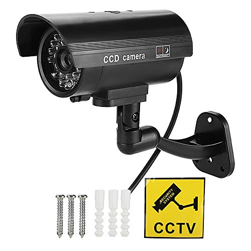 Dummy-Überwachungskamera wasserdichte gefälschte CCTV-Kamera mit blinkendem rotem LED-Licht für den Außen- und Innenbereich (ohne Batterie) - Schwarz von FILFEEL