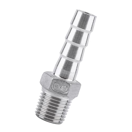 FILFEEL Barbschlauchanschluss, Schlauchadapteranpassungsschlauch -Schwanzadapter Männlicher Fädenleitungsanschluss Barb Schlauch Edelstahl SS304 Heckanschluss 1/8 "~ 3/4" (1/4 ''*10mm) von FILFEEL