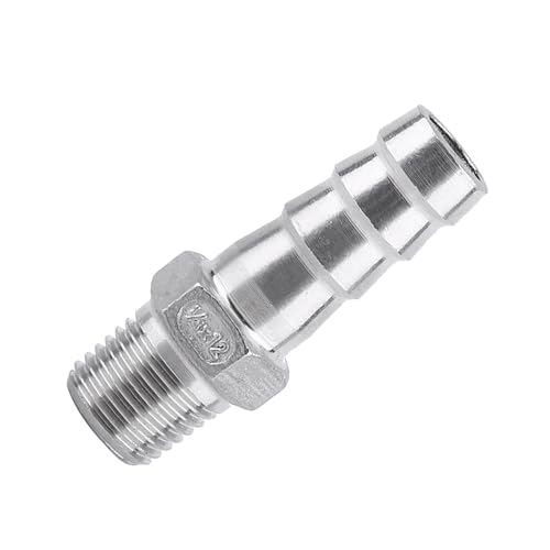 FILFEEL Barbschlauchanschluss, Schlauchadapteranpassungsschlauch -Schwanzadapter Männlicher Fädenleitungsanschluss Barb Schlauch Edelstahl SS304 Heckanschluss 1/8 "~ 3/4" (1/4 ''*12mm) von FILFEEL