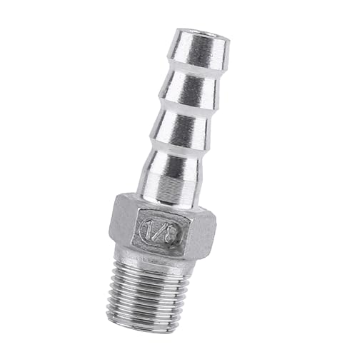 FILFEEL Barbschlauchanschluss, Schlauchadapteranpassungsschlauch -Schwanzadapter Männlicher Fädenleitungsanschluss Barb Schlauch Edelstahl SS304 Heckanschluss 1/8 "~ 3/4" (1/8 ''*8mm) von FILFEEL