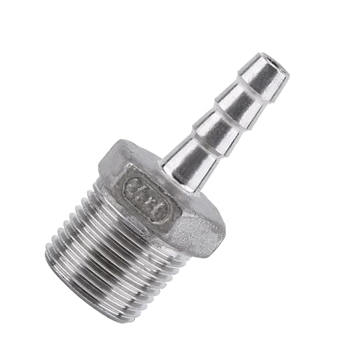 FILFEEL Barbschlauchanschluss, Schlauchadapteranpassungsschlauch -Schwanzadapter Männlicher Fädenleitungsanschluss Barb Schlauch Edelstahl SS304 Heckanschluss 1/8 "~ 3/4" (3/8 ''*6mm) von FILFEEL
