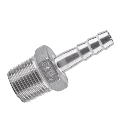 FILFEEL Barbschlauchanschluss, Schlauchadapteranpassungsschlauch -Schwanzadapter Männlicher Fädenleitungsanschluss Barb Schlauch Edelstahl SS304 Heckanschluss 1/8 "~ 3/4" (3/8 ''*8mm) von FILFEEL