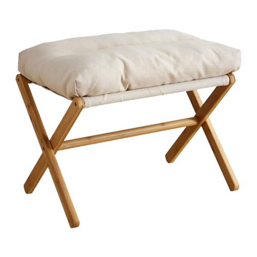 FILFEEL Eitelkeithocker, Fußhocker -Ottomane mit Weichem Kissen X Bein für Wohnzimmer Schlafzimmer Büro (Beige) von FILFEEL
