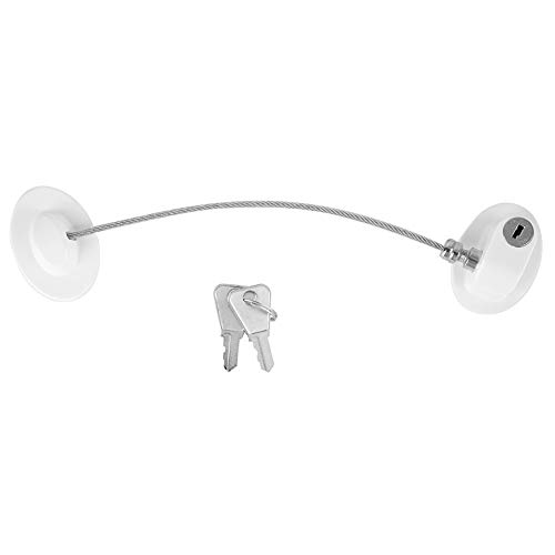 FILFEEL Kinder mit Kindlicher Beweis Schrankschlösser, 2 Tasten Länge 20 Cm Kühlschrankschlossschrankschlösser mit Edelstahlkabel Glatte Linien Biegung Zum Außeneröffnungen nach Innen (WHITE) von FILFEEL