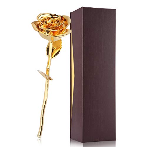 FILFEEL Rose, 24K Gold Rose mit Verpackungskasten, Romantisches Liebevolles Blumengeschenk für Frau Freundin Geburtstag Muttertag Hochzeitstag Jahresta von FILFEEL