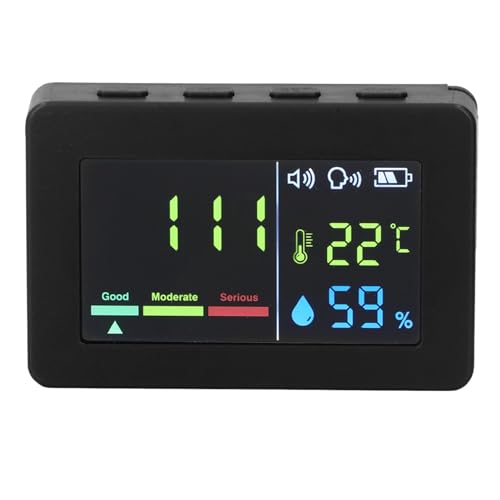 FILFEEL Temperaturfeuchtigkeitsmesser -Sensor -Thermometer -Hygrometer -Detektor mit Alarmfunktion Rückklemme VTCO02 (BLACK) von FILFEEL