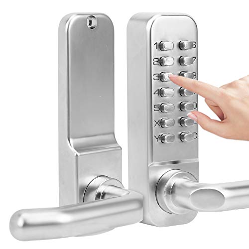 Mechanische Türverriegelung Druckknopf Digitalcode Tastatur Keyless Entry Türschloss Zinklegierung Home Security Türgriffschloss Wasserdicht (keine Batterie erforderlich) von FILFEEL