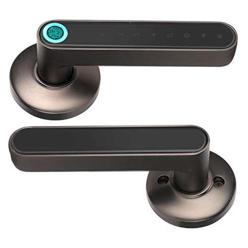 Smart Keyless Türschloss Biometrischer Fingerabdruck Türgriffschloss Home Security Lock Bluetooth APP Passwort entsperren(Schwarz) von FILFEEL
