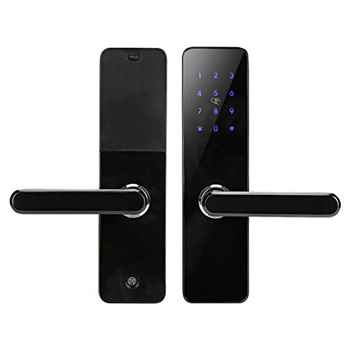 Smart Türschloss Aluminiumlegierung Fingerabdruck APP-Karten Tastenschlösser Kompatibel mit Amazon Alexa Google Home Sprachsteuerung, 4 Möglichkeiten zum Öffnen der Tür von FILFEEL