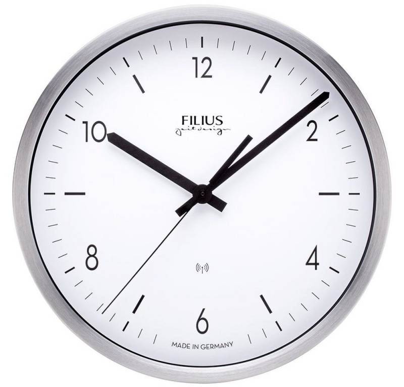 FILIUS zeitdesign Funkwanduhr FILIUS Funk Wanduhr 0302-19 silber D. 30 cm UTS-Werk Aluminium-Gehäuse von FILIUS zeitdesign