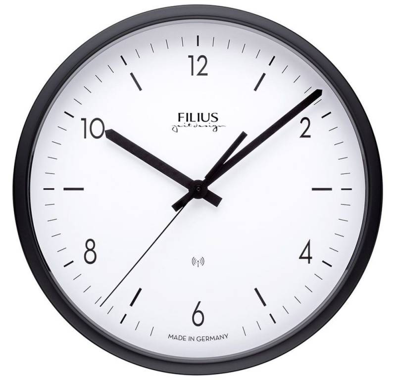 FILIUS zeitdesign Funkwanduhr FILIUS Funk Wanduhr 0302-7 schwarz D. 30 cm UTS-Werk Aluminium-Gehäuse von FILIUS zeitdesign