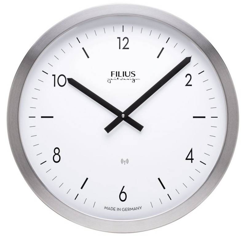 FILIUS zeitdesign Funkwanduhr FILIUS Funk Wanduhr 0304-19 silber D. 40 cm UTS-Werk Aluminium-Gehäuse von FILIUS zeitdesign