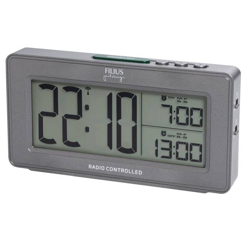 FILIUS zeitdesign Funkwecker FILIUS Funk Wecker 0532-4 anthrazit-metallic Licht zwei Weckzeiten von FILIUS zeitdesign