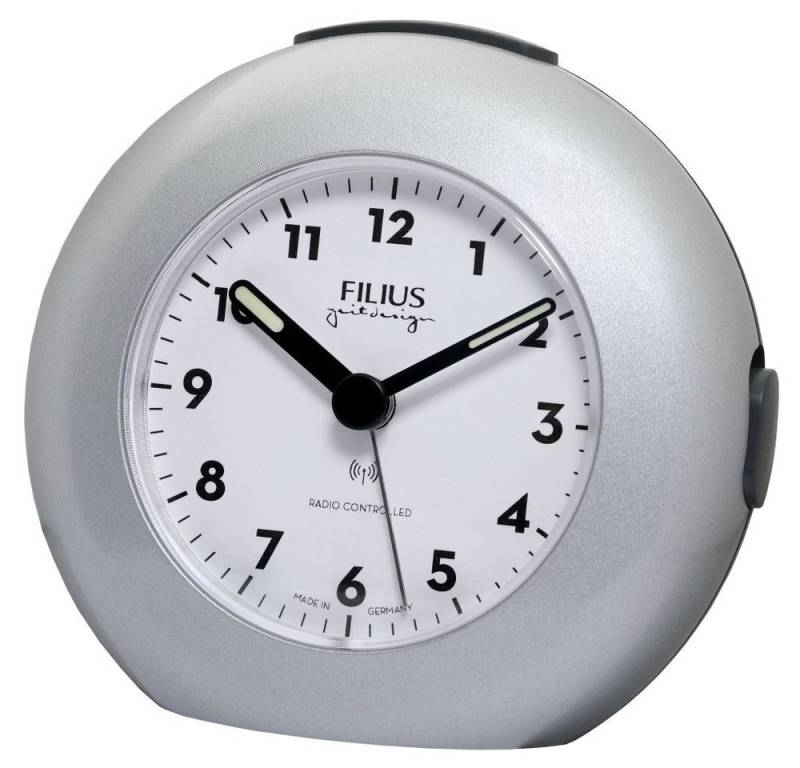 FILIUS zeitdesign Funkwecker FILIUS Funk Wecker 0541-19 silber Snooze geräuscharm Beleuchtung von FILIUS zeitdesign