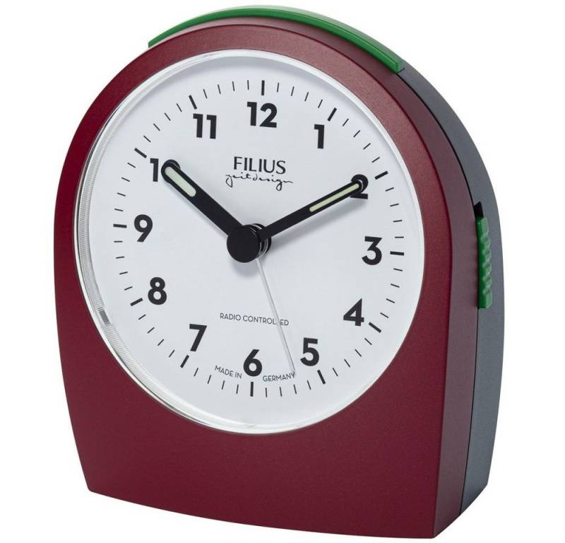 FILIUS zeitdesign Funkwecker FILIUS Funk Wecker 0545-1 weinrot Snooze geräuscharm Beleuchtung von FILIUS zeitdesign