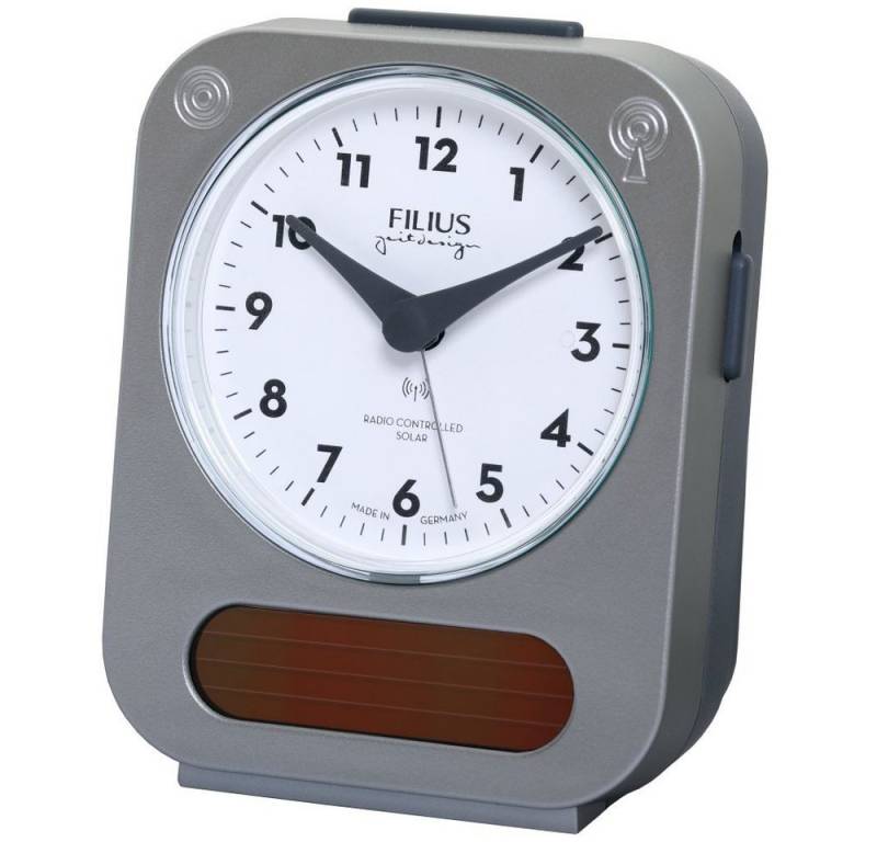 FILIUS zeitdesign Funkwecker FILIUS Solar-Funk Wecker 0543-14 grau dezente blaue Rundumbeleuchtung von FILIUS zeitdesign