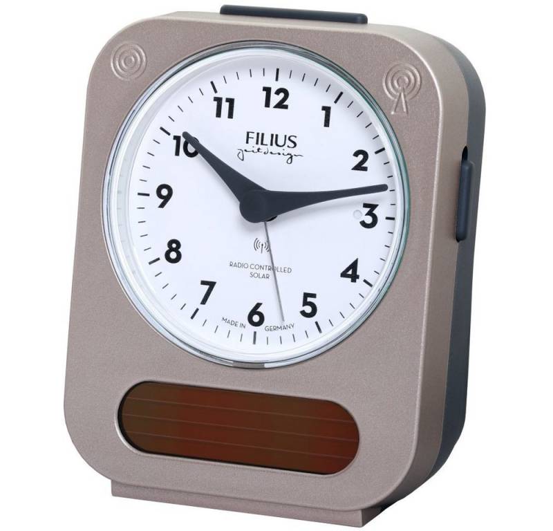 FILIUS zeitdesign Funkwecker FILIUS Solar-Funk Wecker 0543-18 taupe dezente blaue Rundumbeleuchtung von FILIUS zeitdesign
