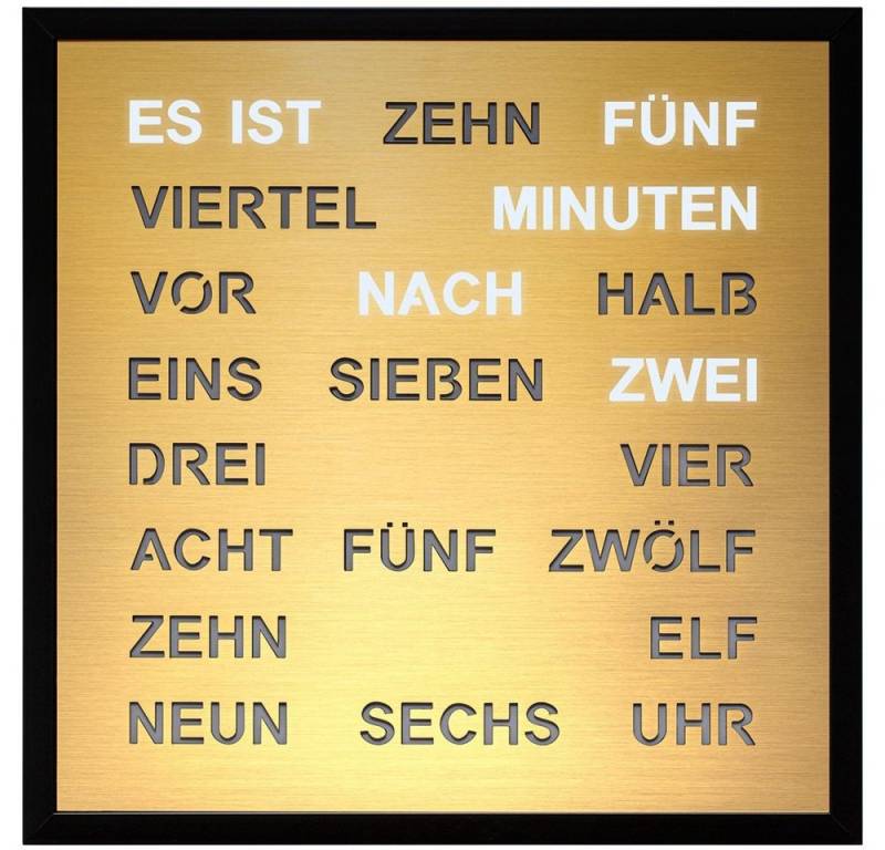 FILIUS zeitdesign Wanduhr FILIUS Wort Wanduhr 0402-9 mit LED Ziffern gold 40 x 40 cm 220 Volt von FILIUS zeitdesign