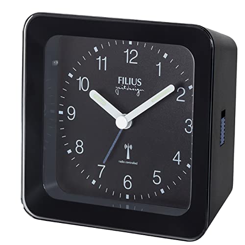 Filius 0522-7 Funk-Wecker mit Blauer Beleuchtung 10x10 cm Schwarz von FILIUS zeitdesign