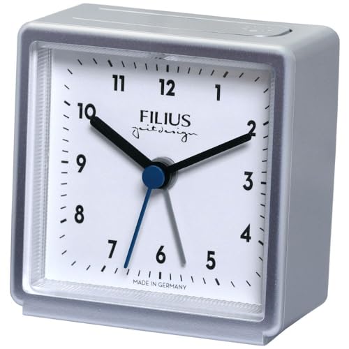 Filius 0540-19 Wecker Quarz Kleinformat 6,5 x 6,5 cm Silberfarben von FILIUS zeitdesign