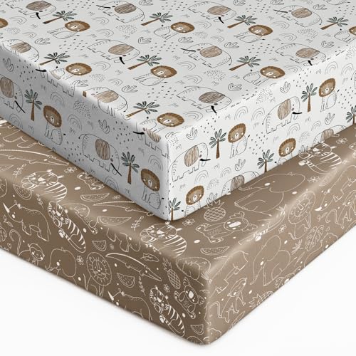 FILLEEP Babybettlaken für Jungen und Mädchen, neutral, 2er-Pack, für Standard-Kinderbett- und Kleinkindmatratzen, superweiches, atmungsaktives Spannbetttuch für Kinderbetten 99,1 x 63,5 x 15,2 cm von FILLEEP