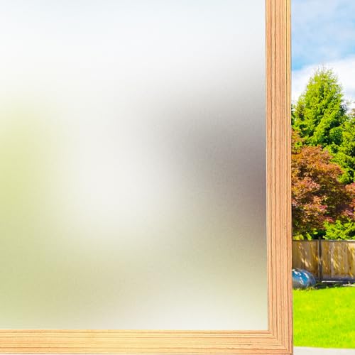 FILMGOO Fensterfolie Selbsthaftend Blickdicht Milchglasfolie Selbstklebend Fenster, Statische Sichtschutzfolie Bad Milchfolie für Fenster Anti UV für Zuhause Büro Matt (75x400cm) von FILMGOO