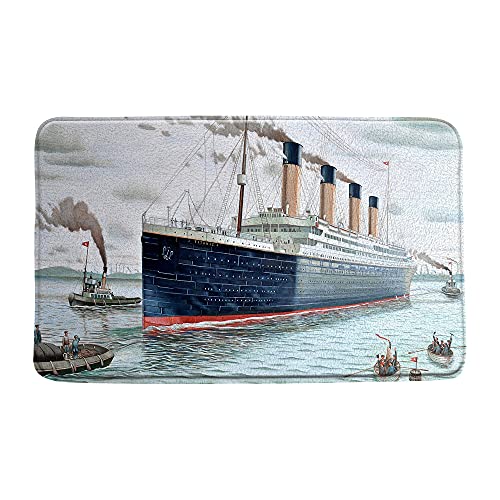 Nautische Badematte Titanic Schiff Party Dekor Retro Klassisch Romantik Liebe Film Ozean Landschaft Aquarell Jungen Mädchen Geburtstag Badezimmer Indoor Teppiche Badewanne Teppich 45x75 cm Dunkelblau von FILMILIL