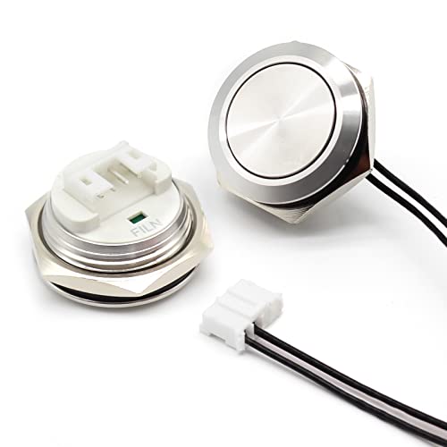 FILN 2pcs 19mm Knopfschalter Instant wasserdicht Edelstahl Knopfschalter 1NO für Automobile, Yachten und Industriegeräte,Farblos von FILN