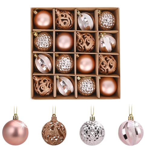 FILOEEX 16 Stück Weihnachtskugeln Ornamente,Rosa Christbaumkugeln,Christbaumkugeln Kunststoff 6cm,Weihnachtsbaum bruchsicher Ornamente mit Hängeschleife,Hängende Kugel für Weihnachten Party-Dekoration FILOEEX 16 Stück Weihnachtskugeln Ornamente,Rosa Christbaumkugeln,Christbaumkugeln Kunststoff 6cm,Weihnachtsbaum bruchsicher Ornamente mit Hängeschleife,Hängende Kugel für Weihnachten Party-Dekoration von FILOEEX