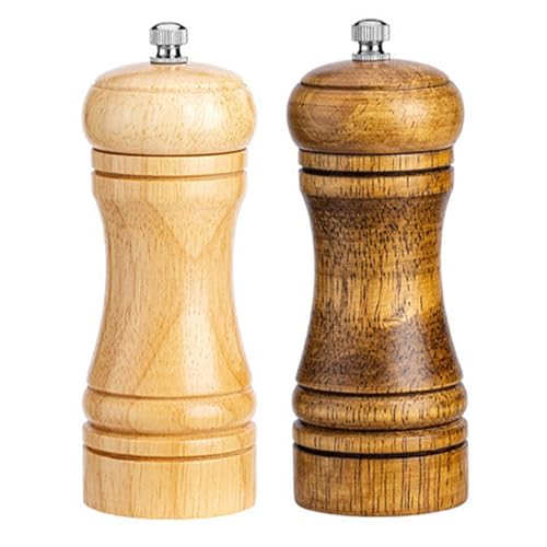 FILOEEX Salz und Pfeffermühle,2er Set Pfeffermühle/Salzmühle Holz,Pfeffer Mühle Einstellbare Feinheit, Manuelle Handmühle Mini Grinder für die Küchenbenutzung für Gewürze Pfeffer Salz von FILOEEX