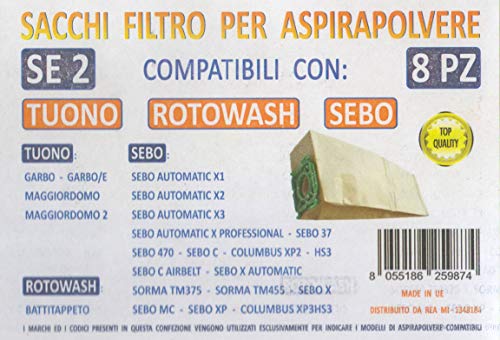 MFSE2 Packung 8 Stück Säcke Rotowash Tuono kompatibel mit den im Foto angegebenen Modellen von FILTER