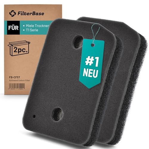 FilterBase® 2er Set Filter für Miele Trockner 9164761 Fein-Grob CF57 | T1 Serie Wärmepumpentrockner Active Family Schwammfilter Kondenstrockner Fusselfilter Filtermatte (207 x 157 x 30 mm) von FILTERBASE