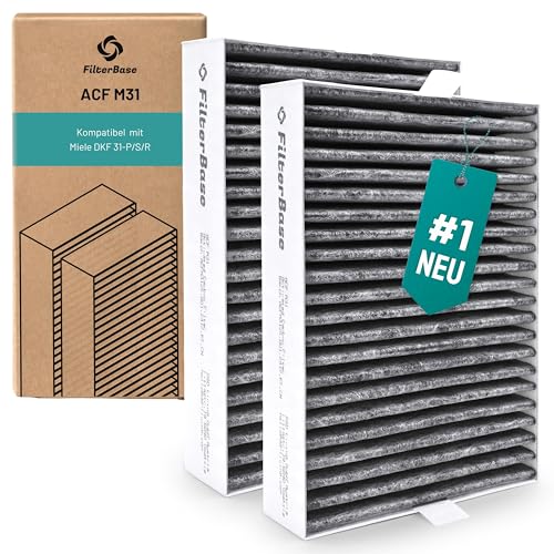 FilterBase® Aktivkohlefilter 2 Stück für Miele DKF 31-P | Passend für Active Air Clean Dunstabzugshaube DAS 4x40 DAS 8x30 DAS 2x20 DAS 4x20 DAS 4x30 von FILTERBASE