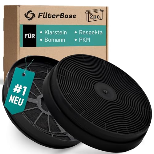 FilterBase® Aktivkohlefilter 2 Stück für Respekta MIZ0023 | Klarstein Zarah Zelda Zola Balzac Aurora Aurica 10029385 10029387 10029388 10013866 10013867 10013868 | Bomann KF561 von FILTERBASE