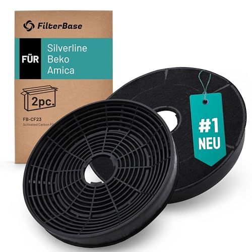 FilterBase® Aktivkohlefilter 2 Stück passend für Silverline AF100, YT971.1000.05, KF001 | Amica KF17146 1160826 | Beko 9189204771 Dunstabzugshaube von FILTERBASE