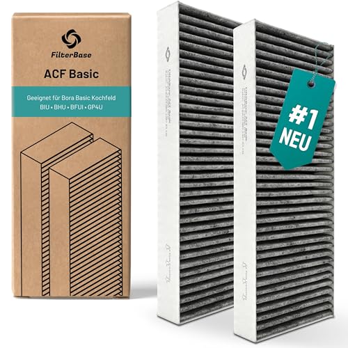 FilterBase® Aktivkohlefilter passend für Bora Basic, BAKFS Filter | Aktivkohlefilterset (2 Stück) für Ihr BIU BHU oder BFIU Kochfeld mit Umluft von FILTERBASE