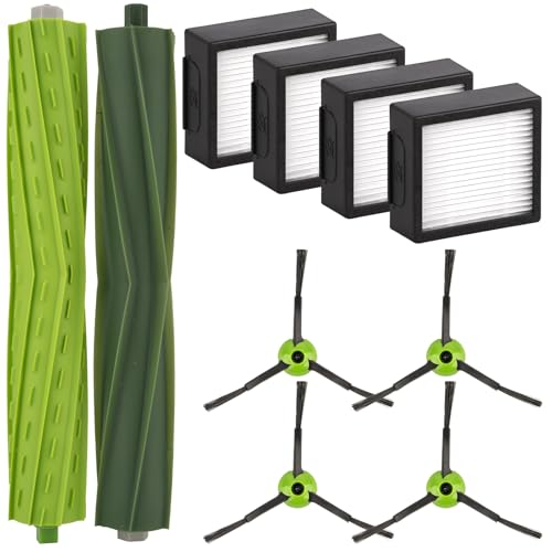 (10 Stück) Combo j7 Ersatzteilset Kompatibel mit iRobot Roomba Combo j7, Combo j7+, Combo j9+, Combo 10 Max Roboterstaubsauger, Doppelgummiwalzenbürste, 4 HEPA-Filter, 4 Seitenbürsten von FILTERIST
