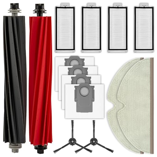 (14 Stück) Q5 Pro-Ersatzteile Kompatibel mit Roborock Q5 Pro/ Q5 Pro+/ Q8 Max/ Q8 Max+ Roboterstaubsauger, 2 Rollenbürsten, 2 Seitenbürsten, 4 HEPA-Filter, 4 Staubbeutel, 2 Wischpads, Zubehörset von FILTERIST