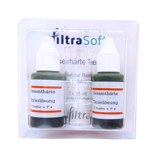 ALFILTRA FiltraSoft Wasserhärte-Testset zur Bestimmung der Gesamthärte in °dH | 2x 15 ml Flüssigkeit | Schnell Wasserhärte messen | Wasserhärte bestimmen | Genauer als Teststreifen ALFILTRA FiltraSoft Wasserhärte-Testset zur Bestimmung der Gesamthärte in °dH | 2x 15 ml Flüssigkeit | Schnell Wasserhärte messen | Wasserhärte bestimmen | Genauer als Teststreifen von FILTRASOFT