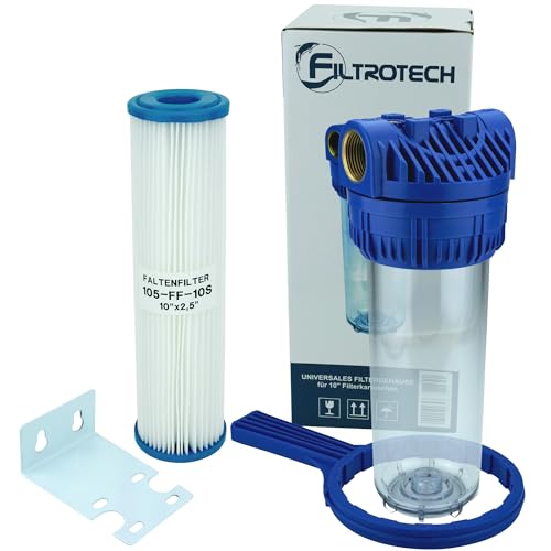 Filter für Hauswasserwerk Gartenpumpe Hauswasserleitung 10" Wasserfilter Anschluss 1" m. Filtereinsatz von FILTROTECH