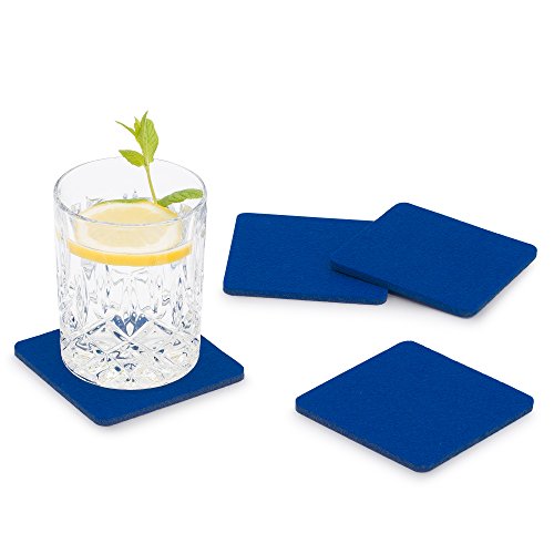 FILU Filzuntersetzer eckig 8er Pack (Farbe wählbar) blau - Untersetzer aus Filz für Tisch und Bar als Glasuntersetzer/Getränkeuntersetzer für Glas und Gläser rechteckig viereckig von FILU