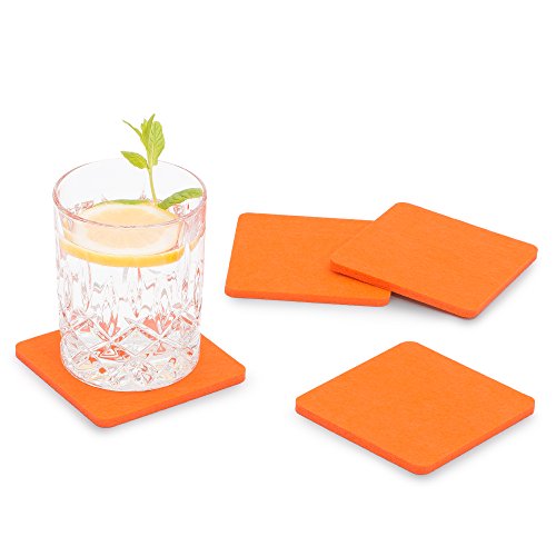 FILU Filzuntersetzer eckig 8er Pack (Farbe wählbar) orange - Untersetzer aus Filz für Tisch und Bar als Glasuntersetzer/Getränkeuntersetzer für Glas und Gläser rechteckig viereckig von FILU