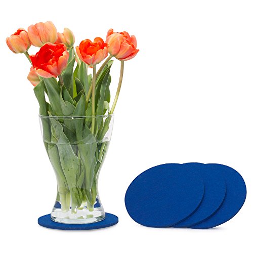 FILU Filzuntersetzer rund 15cm 4er Pack (Farbe wählbar) blau - Untersetzer aus Filz für Tisch und Bar als Glasuntersetzer/Getränkeuntersetzer für Glas und Gläser von FILU