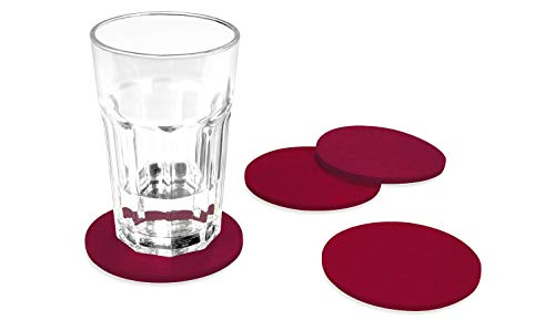 FILU Filzuntersetzer rund 8er Pack einfarbig (Farbe wählbar) dunkelrot/bordeaux – Untersetzer aus Filz für Tisch und Bar als Glasuntersetzer/Getränkeuntersetzer für Glas und Gläser von FILU